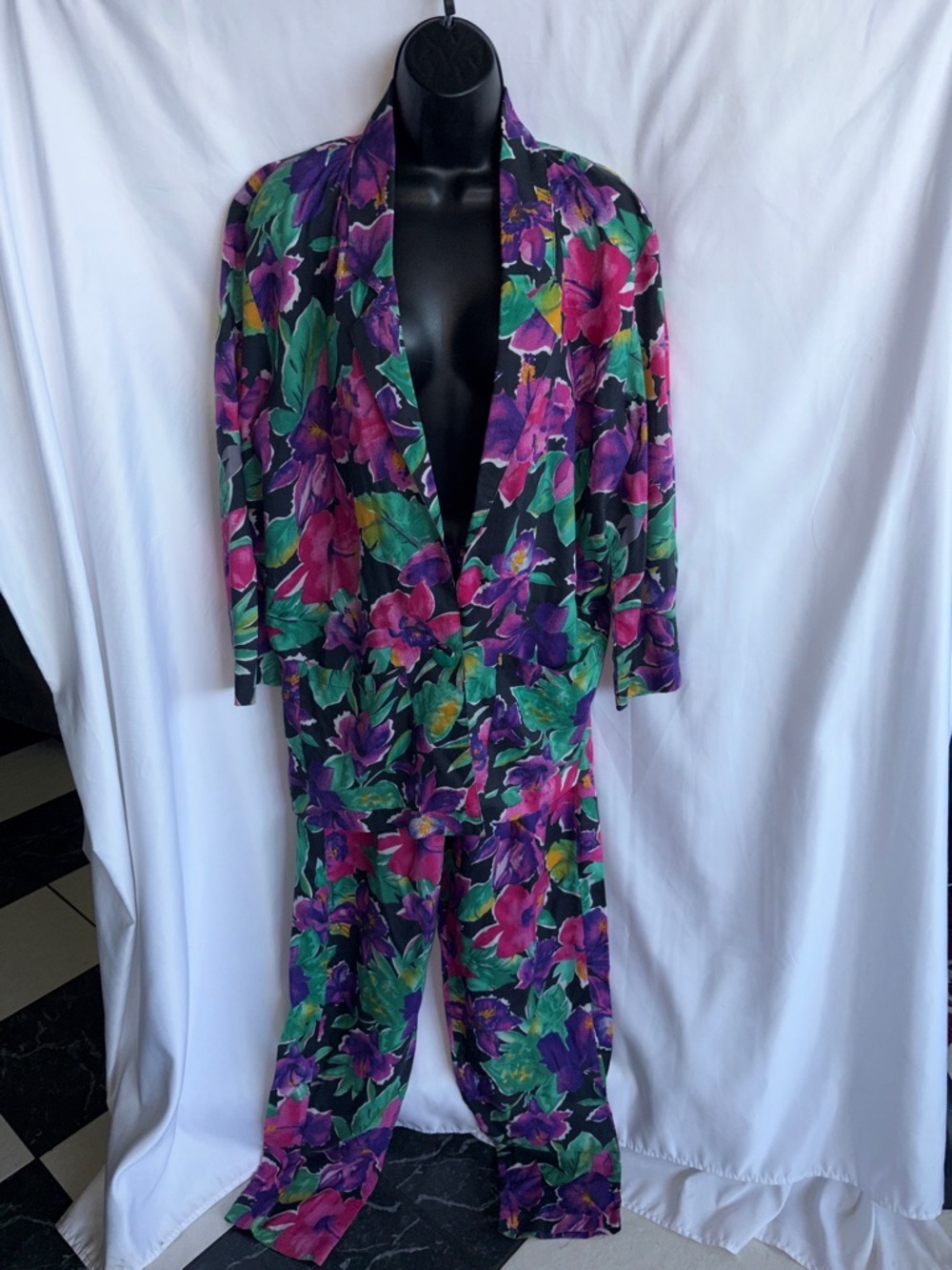 Vintage Capezio 1980s Pants Suit, Jacket & Pants, Rare, Floral, Tropical, sz S